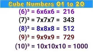 1 se 20 tak cube numbers|| cube || Cube numbers