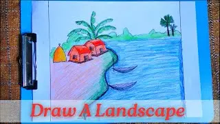 How to Draw a Peaceful Village Nature Landscape Scenery: Step-by-Step | Farmin Art