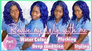 Part 1 | REVAMP MY OLD BLUE WIG | THE STYLING | ThatsQueenC 