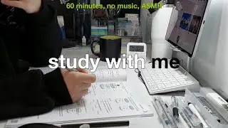 study with me | 1 hour, real time, real sound, no music, pencil ASMR, white noise | aevix 🐈‍⬛