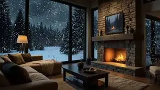 No Ads Камин Blizzard ASMR - Звук снежной бури с горящим камином для глубокого сна