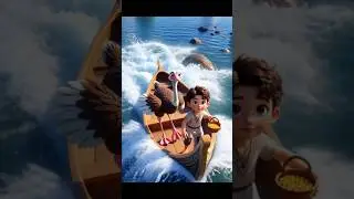 Boy & Smart Ostrich Survive a Deadly Flood  |#shorts #cartoon