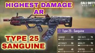 Type 25 sanguine (loadout) gameplay cod mobile |codm AR's  highest damage gun |codm type 25 gunsmith