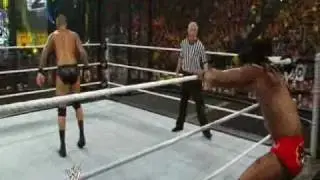 Randy Orton Dropkick from hell to Kofi Kingston - WWE Elimination Chamber 2010