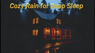 Cozy Rain at Night: Wooden Cabin in Pine Forest with Warm Ambient Light - Aesthetic 4K Wallpaper
