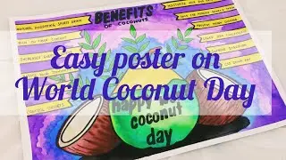 World Coconut Day Poster Drawing /How To Draw World Coconut Day poster- step by step