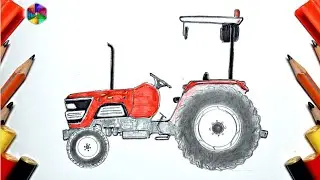 How to draw a tractor easy I for beginners I Mahindra Arjun tractor drawing l step by step l ck arts