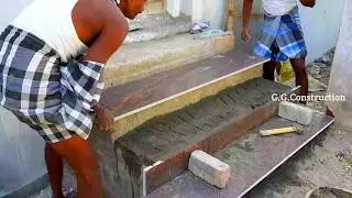 Amazing granite Stairs Techniques-How to install granite On stairs-using by sand and cement