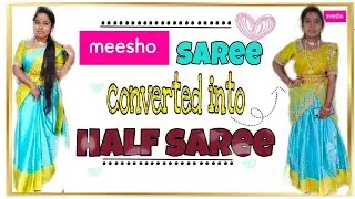 meesho saree tho  half saree meesho saree convertedinto half saree|| Home Creations||