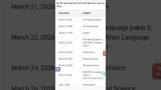 РАСПИСАНИЕ ЭКЗАМЕНОВ AP SSC ДЛЯ 10 КЛАССА # СОВЕТ ПО ОБРАЗОВАНИЮ В ШТАТЕ АНДХРА-ПРАДЕШ 2026 Г.