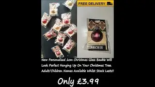 New Children/Adult Personalised Small 2cm Hanging Christmas Tree Bauble Ornament