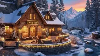 Deep Winter Night Jazz ❄️ Snowy Cafe Atmosphere & Cozy Fireplace Sounds