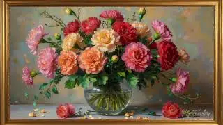 Vintage Flowers Screensaver  | Gold Frame TV ART 4K