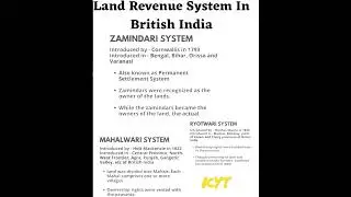 Land Revenue System In British India - General Knowledge