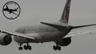 Qatar Boeing 787-8 Landing at Birmingham Airport Reg A7-BCH