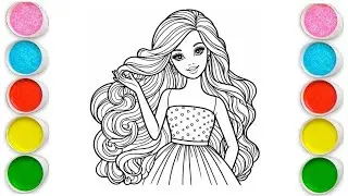Beautiful Barbie Girl Drawing for kids, Painting & Coloring for kids, Toddlers | Let's Draw Together