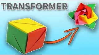 Paper transformer rose turns into a cube / la rosa se convierte en un cubo de papel / Origami :)