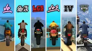 Jumping from the Highest Building by Motorcycle in GTA Games (GTA VC&rarr;GTA 5)