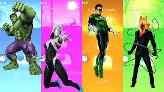 Epic Tiles Hop Battle! Hulk vs Spider-Gwen vs Green Lantern vs Ghost Rider - Intense EDM Rush!