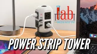 AMINZER Power Strip Tower Surge Protector Review // Desktop Charging Station
