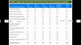 CGPSC 160 State Service Exam Pre Online Form 2018 Recruitment