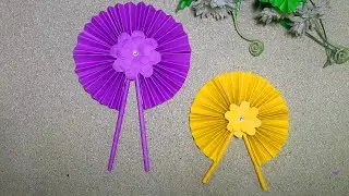 how to make easy paper Chinese  hand fan |  hand made colorful paper fans | Cute Paper Pop Up Fans