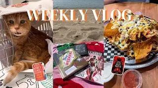 Graphic novel library haul + my first beach day of the year 🌊 || weekly reading vlog