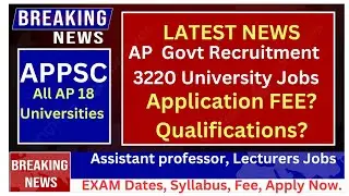 Wow Good News! AP Assistant Professor Jobs Application Fee, Syllabus & Exam Pattern