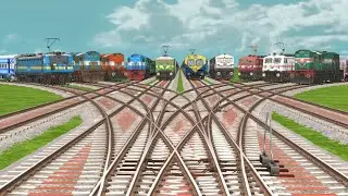 10 TRAINS CROSSING AT BUMPY & CURVED RAILROAD TRACKS/ DAIMOND RAILROAD TRACKS/ Railworks 3