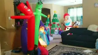 Christmas In Halloween! Air Dancers And Christmas Inflatables!