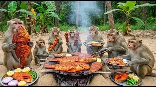 🐒 Monkeys Made Big Fish BBQ Party  Jungle Village Style