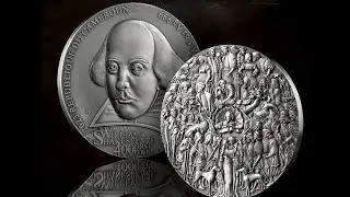 William Shakespeare First Folio 400th Anniversary 5 oz Antique finish Silver Coin 5000 Francs CFA