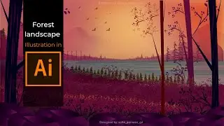forest vector landscape illustration in adobe illustrator/time lapse