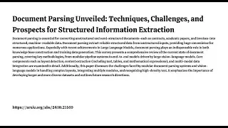 Document Parsing Unveiled: Techniques, Challenges, & Prospects for Structured Information Extraction