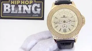 Pave Super Techno Genuine Diamond Hip Hop Watch Gold
