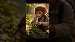 Monkey helps Bird 🐦 #ai #animation #animals #money #birds #aivideo #help #humanity