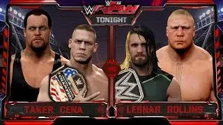 WWE RAW 2K15 - Undertaker & John Cena vs Brock Lesnar & Seth Rollins - RAW 7/27/15