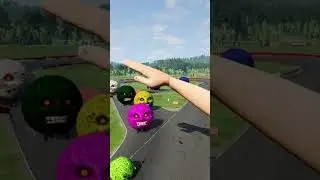 Big & Small Moon Colorful Cars vs Giant Hand slap - BeamNG.Drive