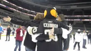 Ben Stalking Iceburgh The Penguin Mascot