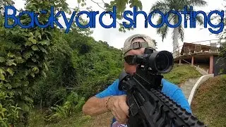 Plinking @ my backyard airsoft range Lonex BO Dynamics Recoil AEG
