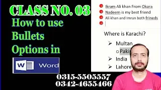 How to use Bullets Options in Ms Word in Urdu   Class No 03