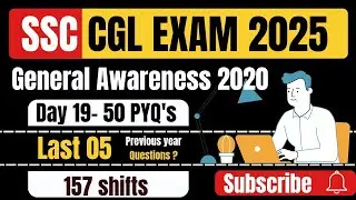 Day 19~50 PYQ's|SSC CGL PYQ'S SERIES|General Awareness|Last 05 year PYQ's|PYQ's of 2024pre exam