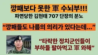 파면당한 김현태 707 단장의 분노. “통수권자의 정당한 명령이었다”. “안귀령이 잔다르크 안되게”. “깡패들도 나름의 의리가 있다는데...”
