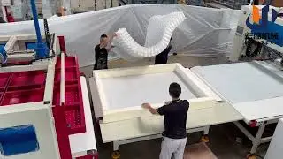 Automatic sponge mattress spray glue production line
