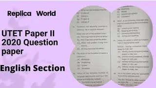 UTET Paper II 2020 | First language English