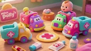 Plush Baby Trucks Miss Polly&rsquo;s First Aid | Nursery Rhymes & Kids Songs