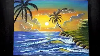 Sunset seascape painting step by step || watercolour tutorial for beginners