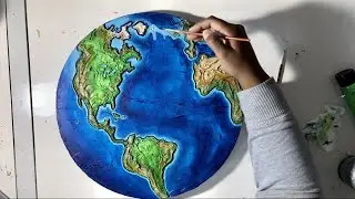 Acrylic Painting Planet Earth Timelapse [How to paint Earth]