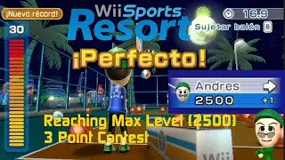 Wii Sports Resort Basketball 3 Point Contest Perfect Game: Reaching Max level 2500