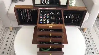 Free Shipping Hardwood Large Wooden Jewelry Box Organizer with Mirror and Lock NI-XL001